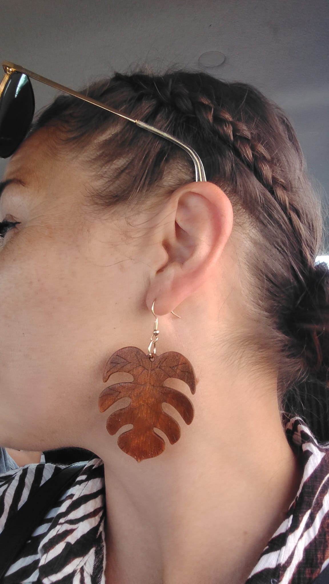 Boucle d'oreilles Monstera Marron – Image 3