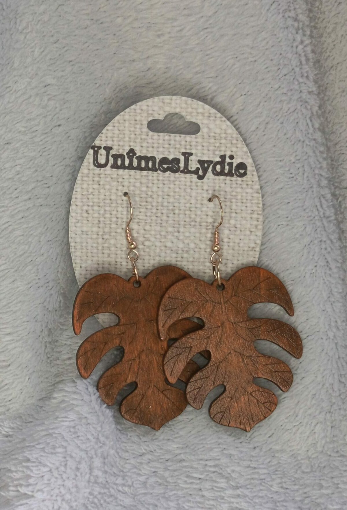 Boucle d'oreilles Monstera Marron – Image 4