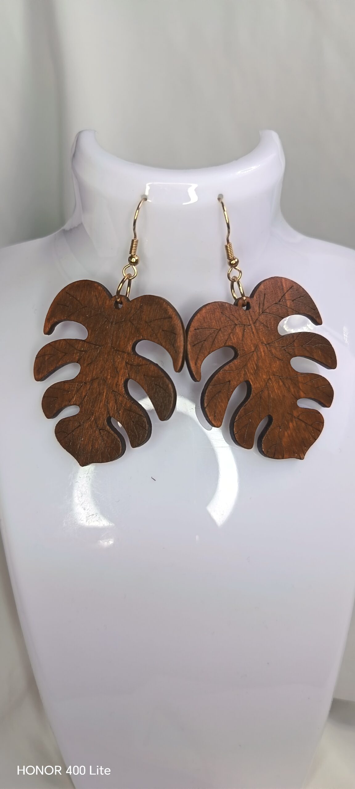 Boucle d'oreilles Monstera Marron – Image 2