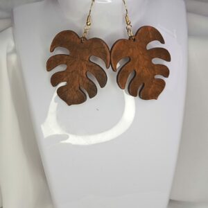 Boucle d'oreilles Monstera Marron