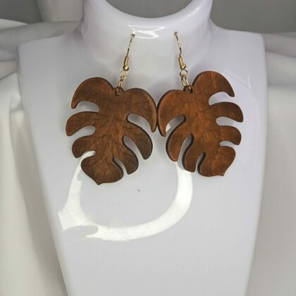 Boucle d'oreilles Monstera Marron